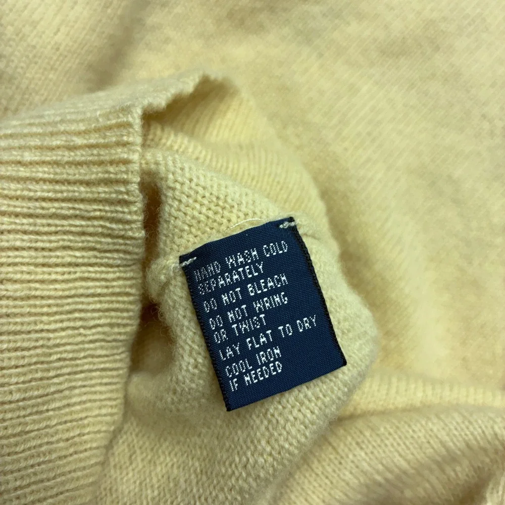 Polo Ralph Lauren V-Neck Sweater Mens Medium Yellow Lambswool Italian Yarn Pony